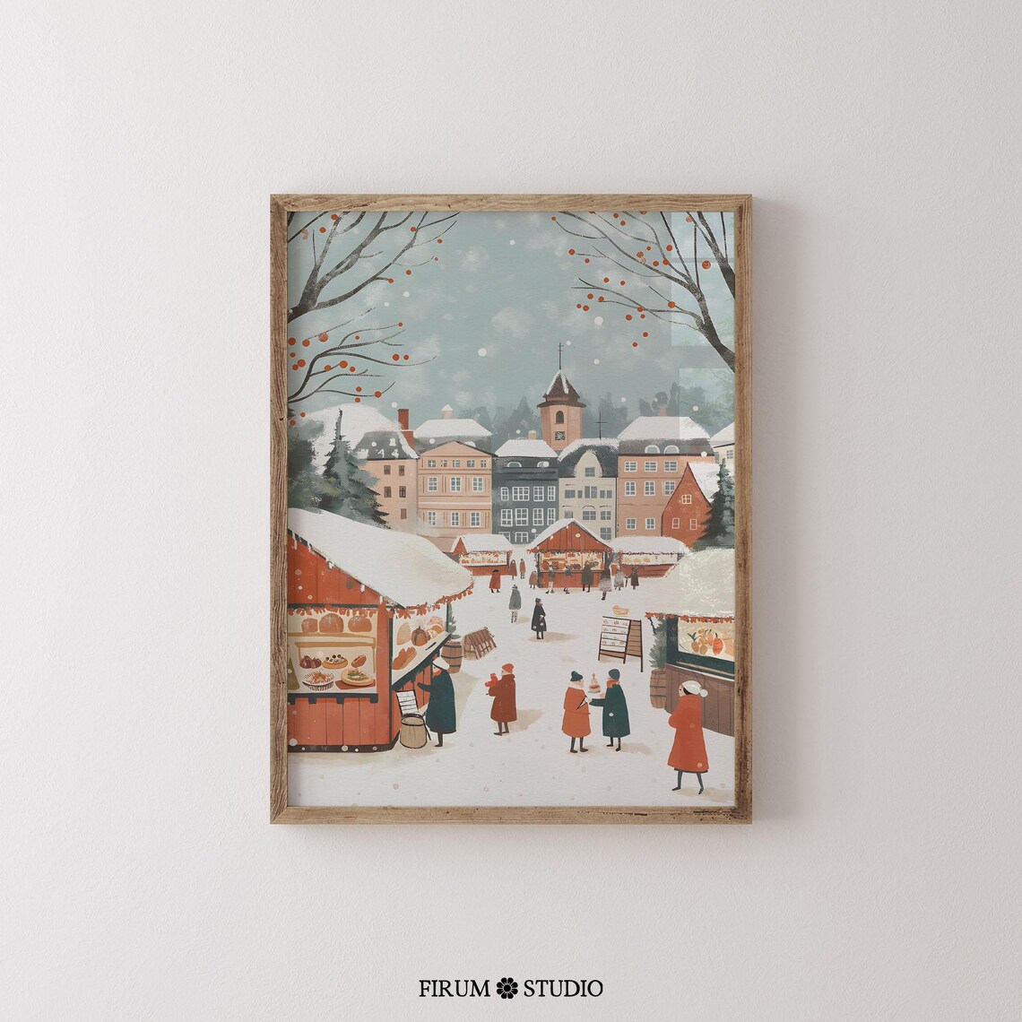 Festive Retro Christmas Market Art Print - Image 2