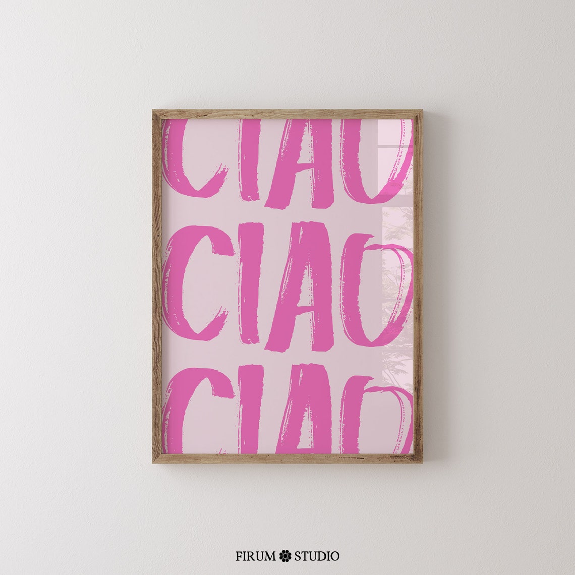 Ciao Ciao Italian Greeting Pink Brush Letter Typography Wall Art - Image 2