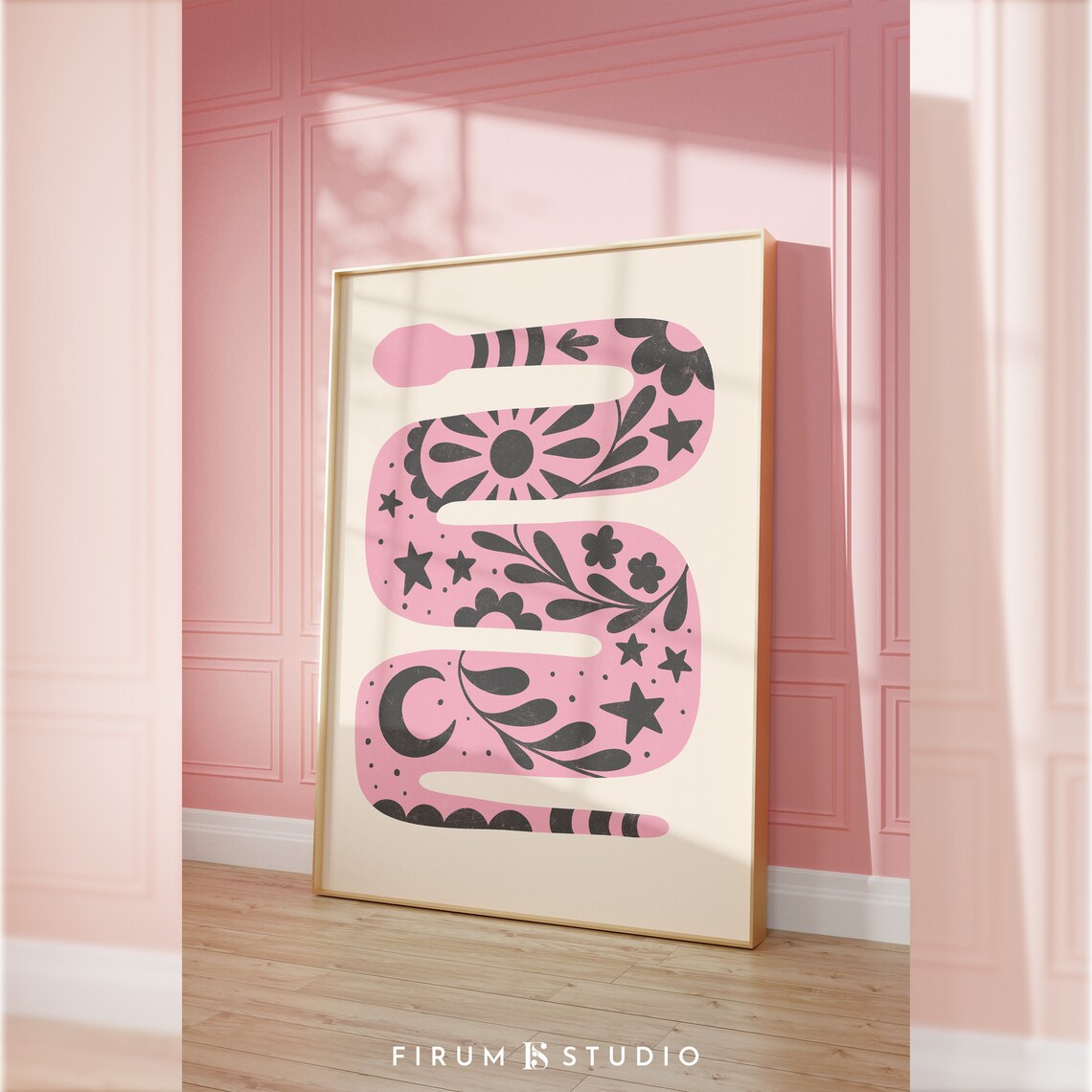 Pink Goth Snake Halloween Art Print, Bedroom Decor - Image 2