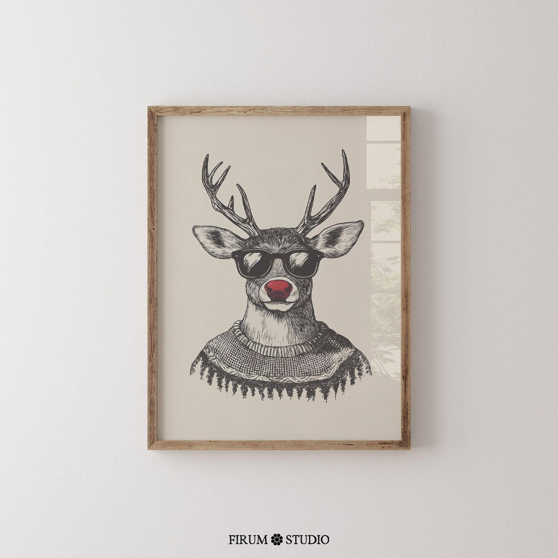 Rudolph Scandi Christmas Art Print, Holiday Decor - Image 2