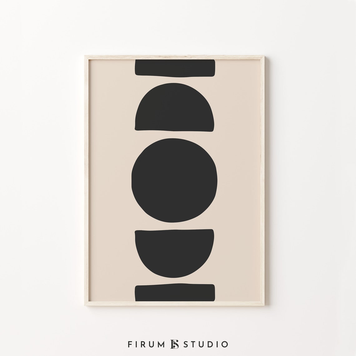 Abstract Geometric Circles Beige Neutral Modern Minimalist Art Print - Image 2