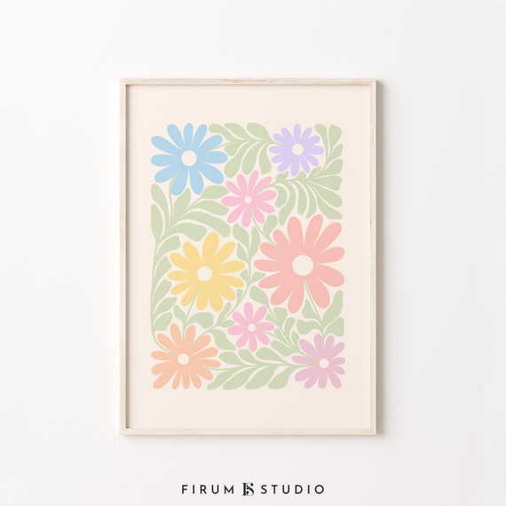 Daisy Flowers Poster, Danish Pastel Nursery Decor