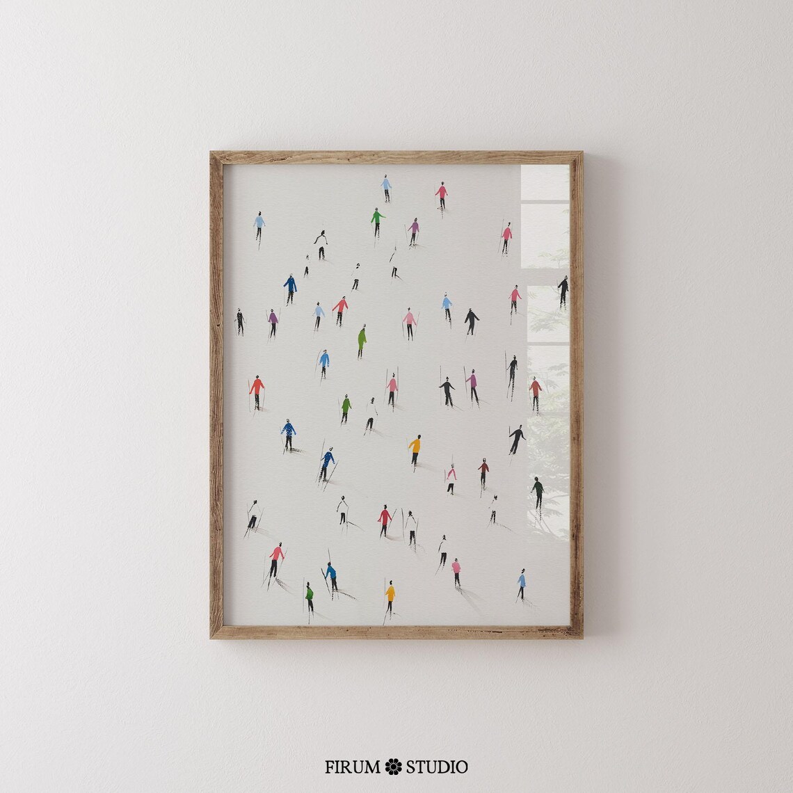 Minimal Skiers Retro Winter Sports Art Poster - Image 2