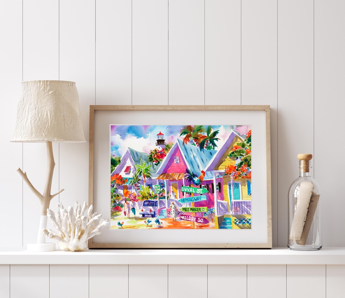Key West Hemingway House Rooster Travel Poster