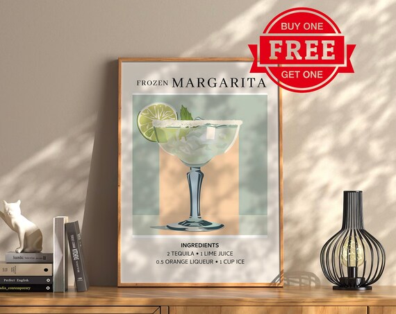 Frozen Margarita Cocktail Recipe Art Modern Bar Cart Kitchen Print