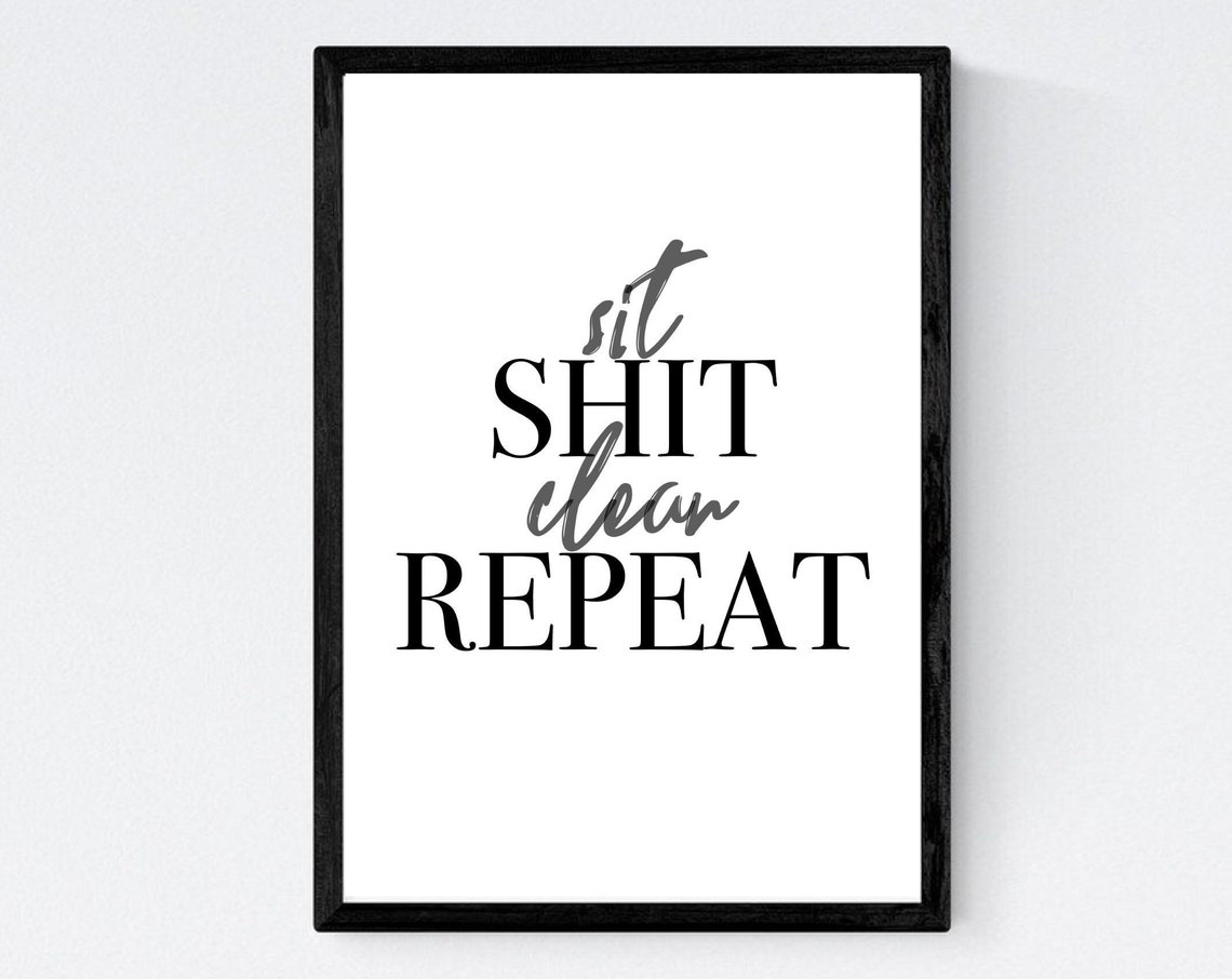 Sit Shit Clean Repeat Funny Bathroom Quote Typography Poster - Image 3