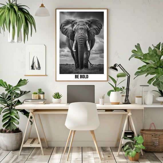 Black And White Photography Be Bold Inspirational Image Of An Elephant In Various Sizes From 4x6 10 X 15 Cm To 24x36 60 X 90 Cm
