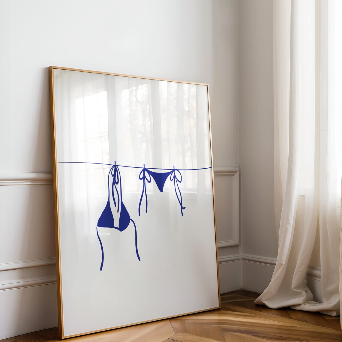 Bikini On Clothesline, Coastal Beachy Art Print - Image 2