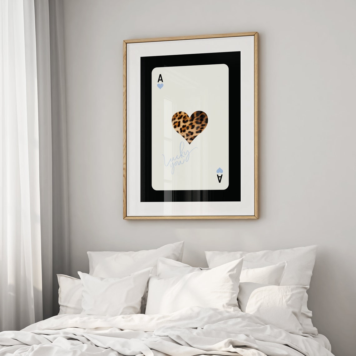 Lucky You Leopard Spotted Heart Ace Playing Card Bold Art Poster - Image 2