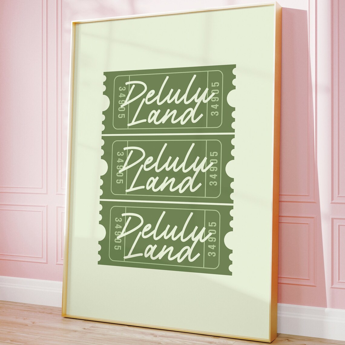 Delulu Land Green Aesthetic Room Decor Art Print