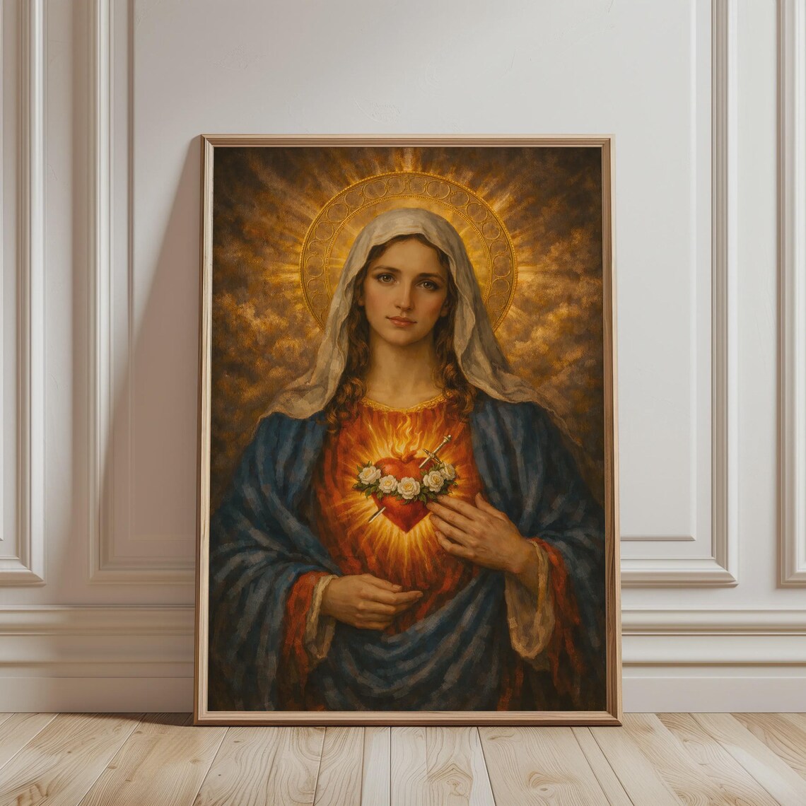 Virgin Mary With Immaculate Heart Art Print