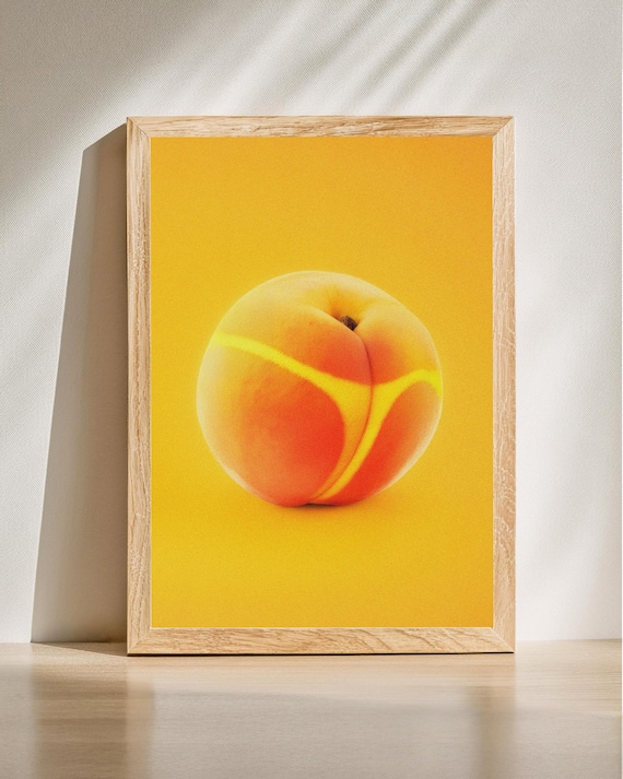 Peach Bikini Optical Illusion Fun Summer Yellow Pop Art Poster