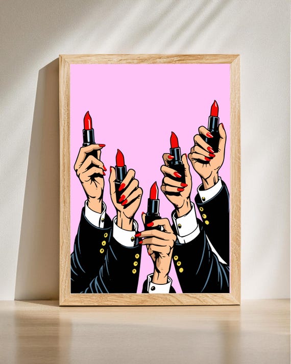 Lipstick Art Feminist Wall Pop Feminine Print Modern Feminism Decor Trendy
