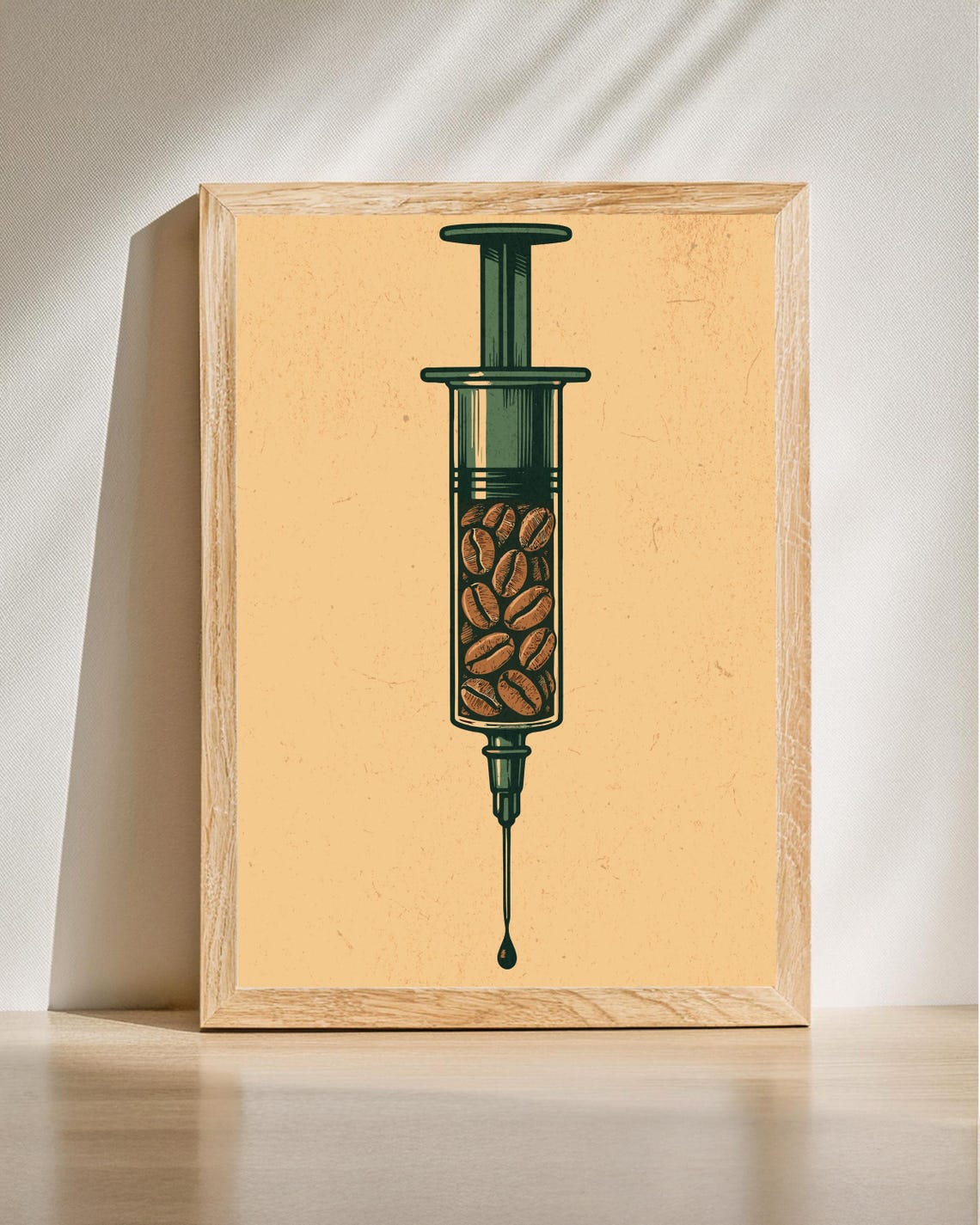 Coffee Syringe Art, Vintage Poster