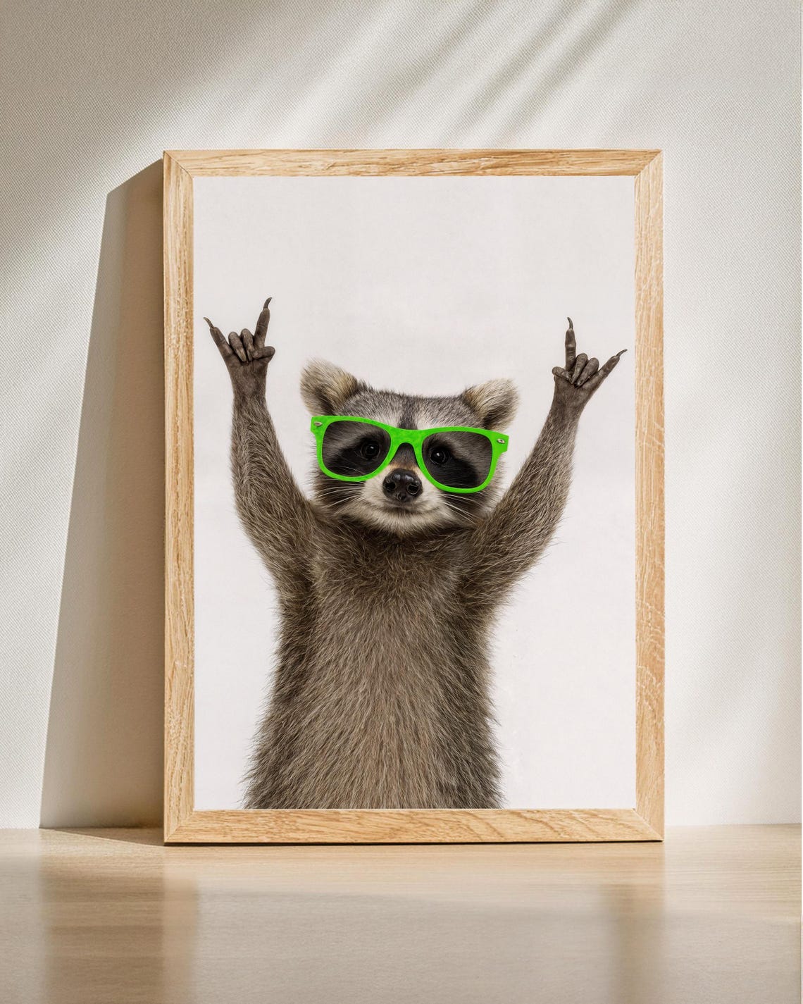 Funny Raccoon With Green Glasses Poster