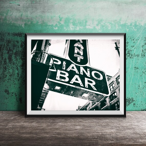 Piano Bar Vintage Black Blade Sign Nightlife Bar Photo Poster