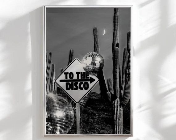 Retro Disco Ball Art Print, Funky Bar Decor