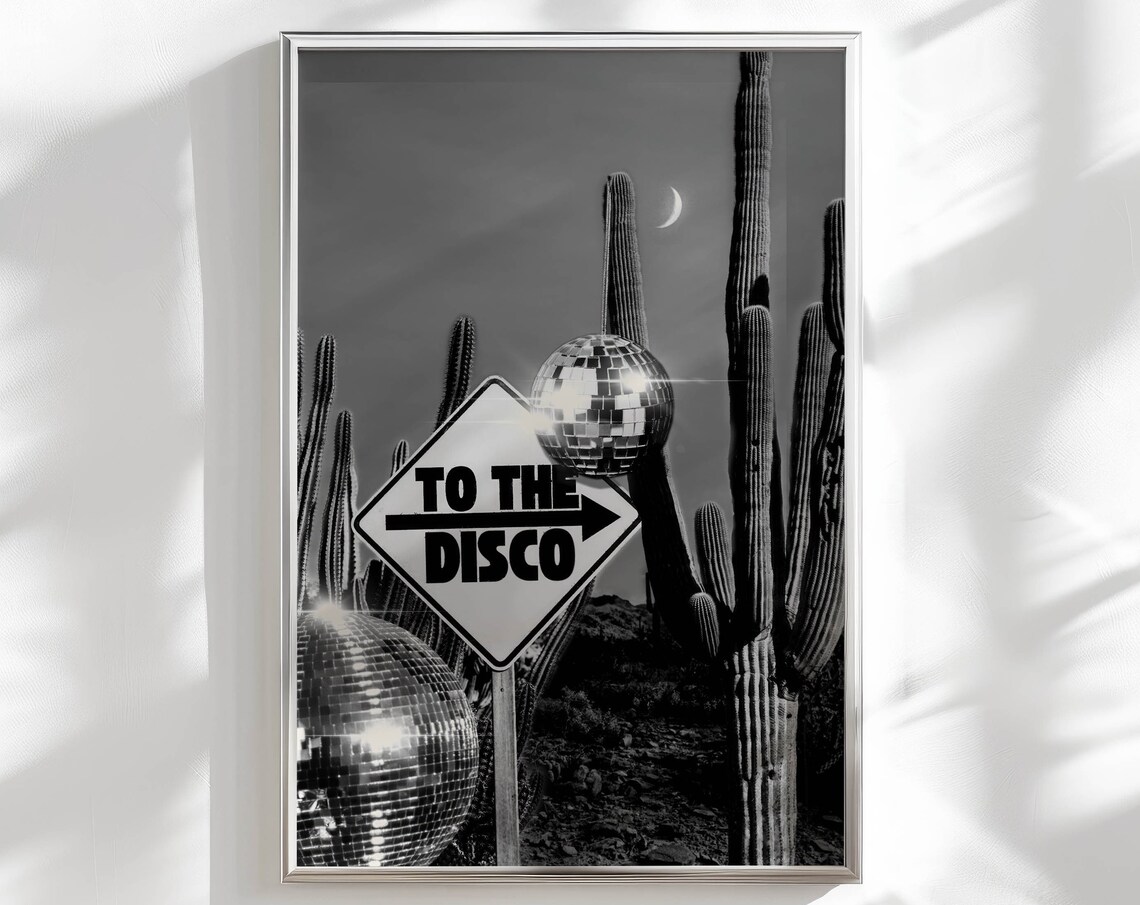 Retro Disco Ball Art Print, Funky Bar Decor
