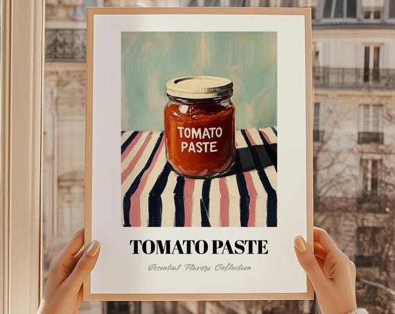 Tomato Paste Grocery Poster Sauce Print Chef Gift Restaurant Wall Decor Kitchen Art