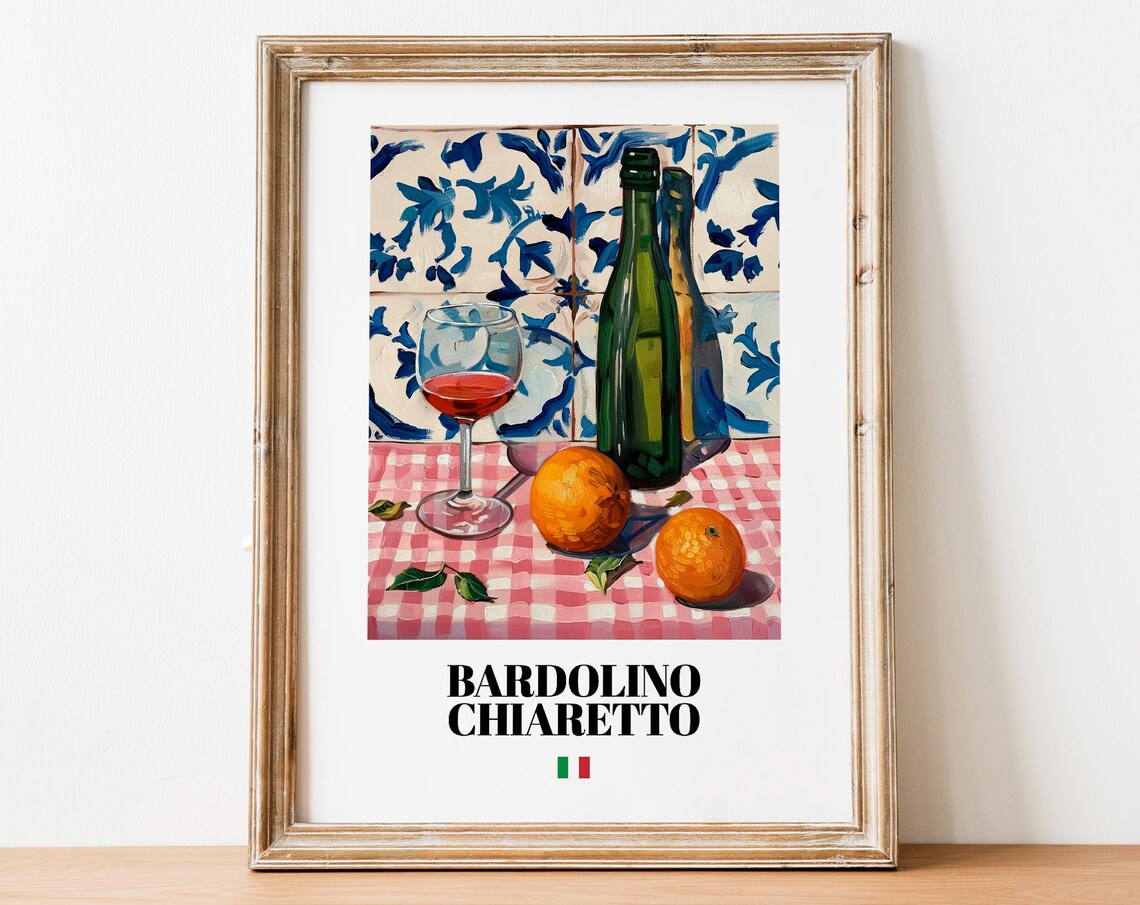Vintage Bardolino Bottle Print Poster Venetian Ros Wine Art For Culinary Spaces