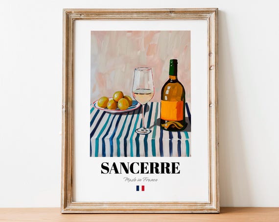 Sancerre French White Wine Glass Lemon Still Life France Poster