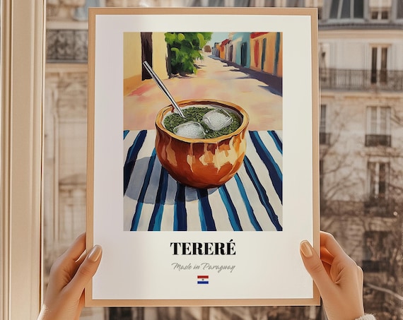 Tereré Paraguayan Drink Clay Cup Yerba Mate Ice Painted Food Poster