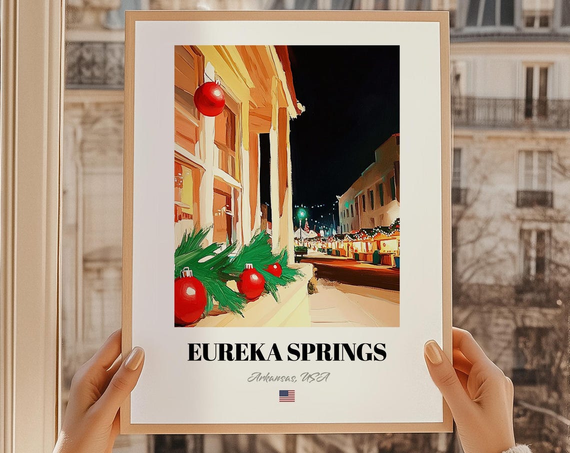 Eureka Springs Arkansas Usa Christmas Town Wall Art Print Poster Gift