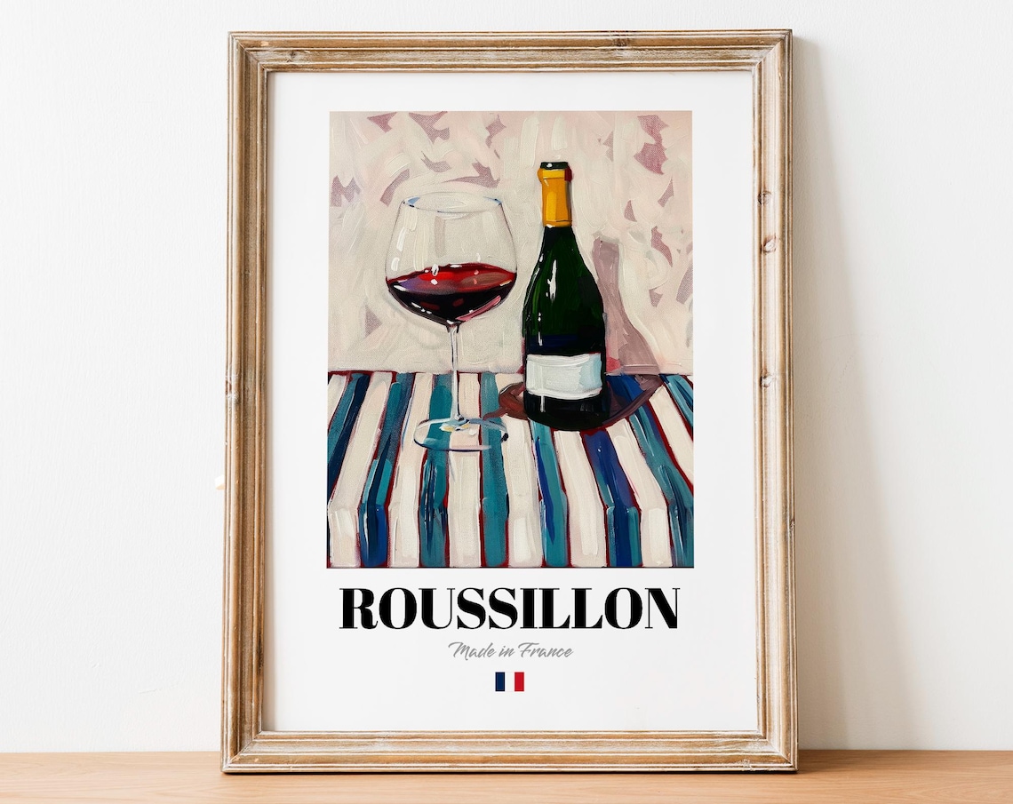 French Roussillon Poster, Sunsoaked Vineyard