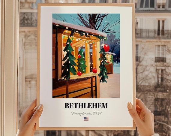 Bethlehem Pennsylvania Christmas Market Stall Holiday Lights Poster
