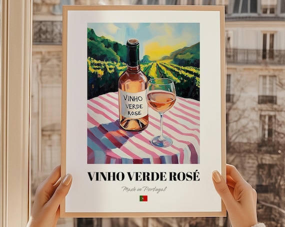 Vinho Verde Ros Portuguese Poster Portugal Bar Dcor Wine Wall Art Friend Dining Room