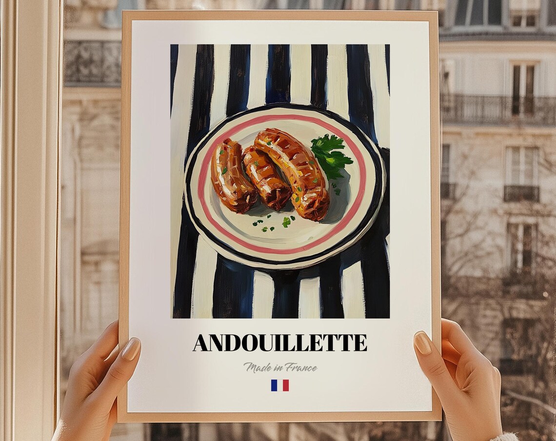 Andouillette French Sausage Rustic Bistro Food Painting Poster