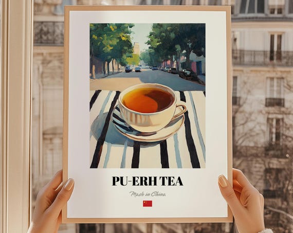 Puerh Tea Chinese Spirit Poster Bar Dcor Wall Art China Friend Gift Dining Room