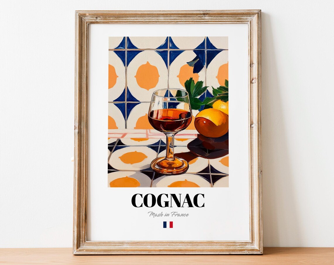 French Cognac Art Print Poster Fine Brandy Artwork For Bars And Bistros