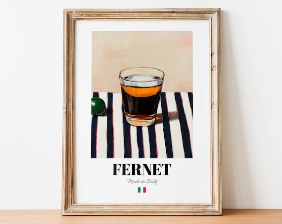 Handdrawn Fernet Print Poster Boho Retro Art For Whimsical Kitchens