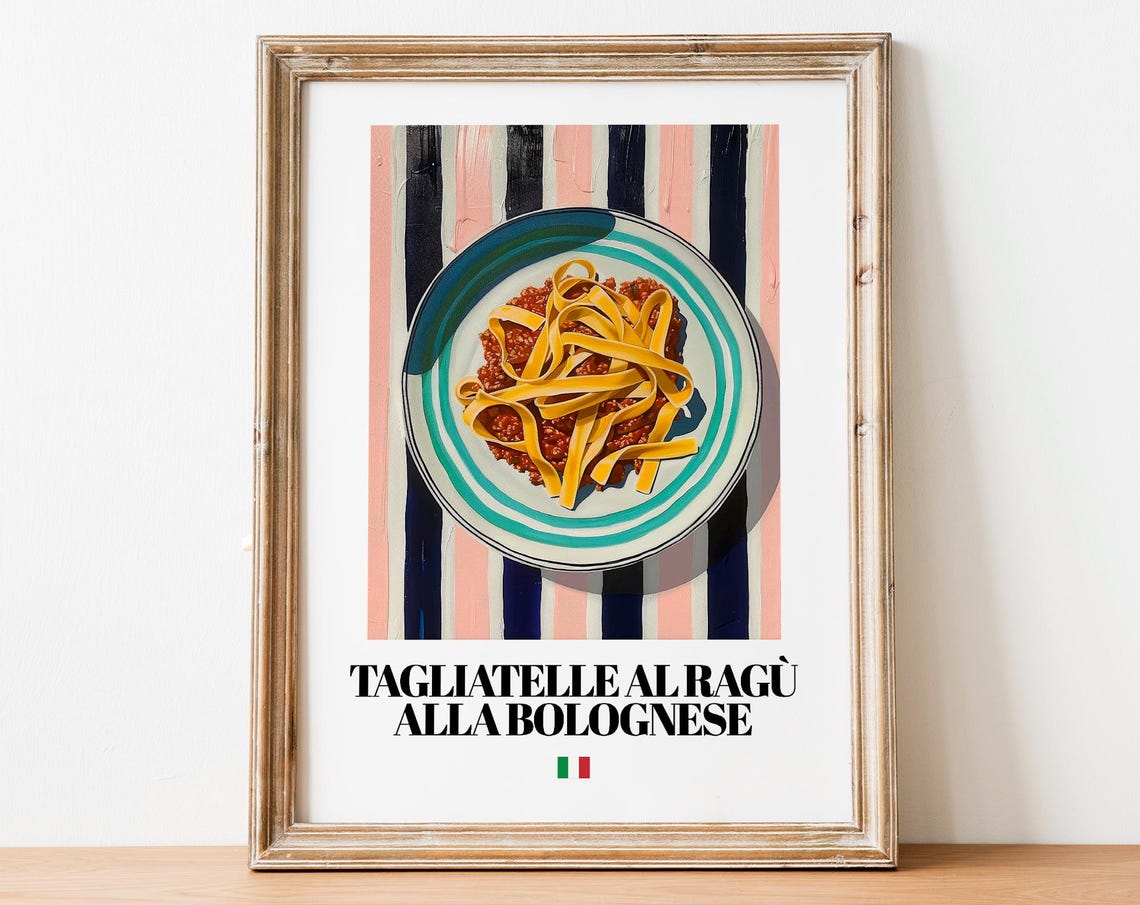 Tagliatelle Bolognese Overhead Italian Pasta Art Kitchen Poster