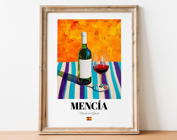 Menca Wine Wall Art Print Poster Elegant Red Artwork For Kitchens