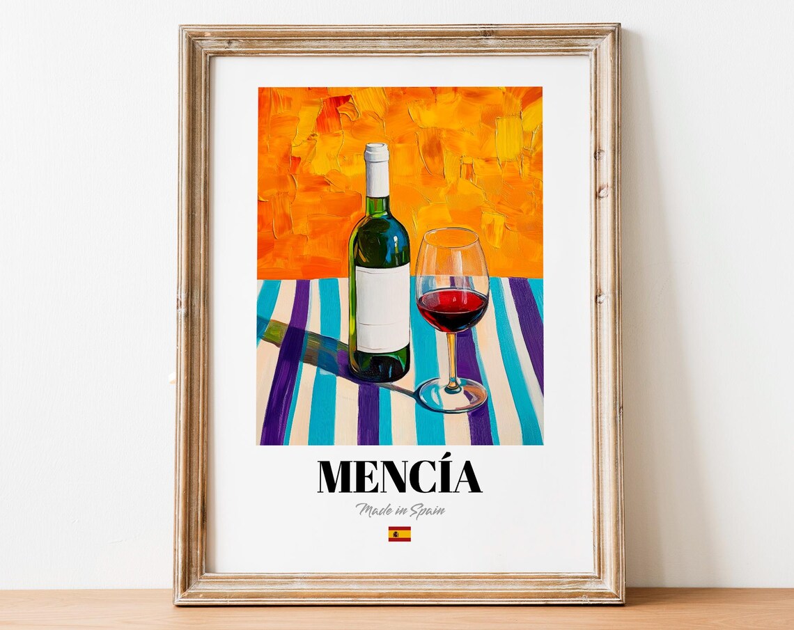 Menca Wine Wall Art Print Poster Elegant Red Artwork For Kitchens