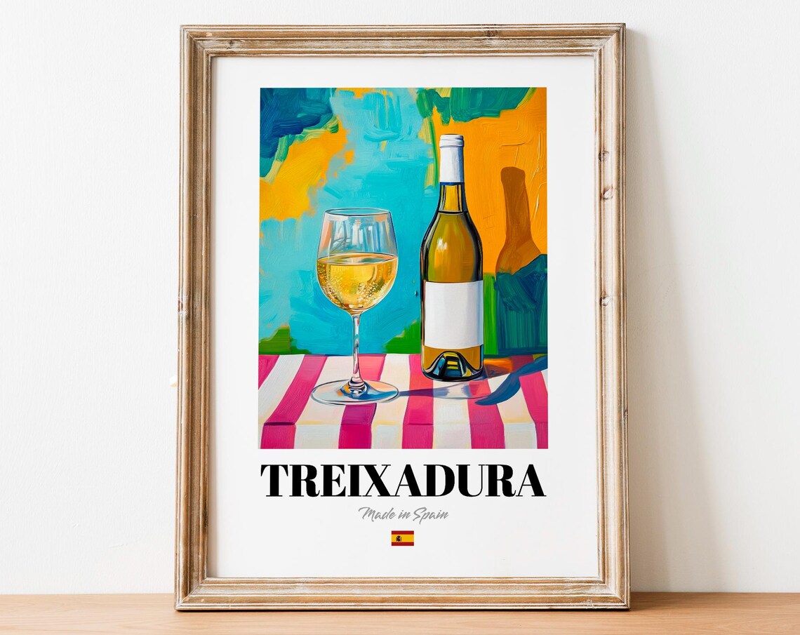 Treixadura Wine Wall Art Print Poster Artisan White Artwork For Kitchens