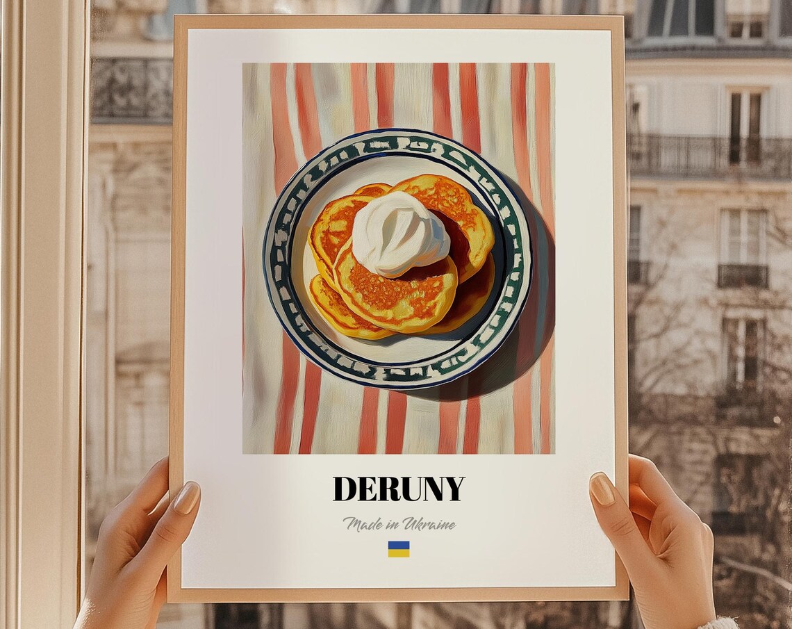 Deruny Ukrainian Potato Pancake Sour Cream Oil Painting Poster