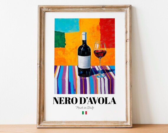 Nero Davola Wall Art Print Poster Sicilian Wine Artwork For Kitchens