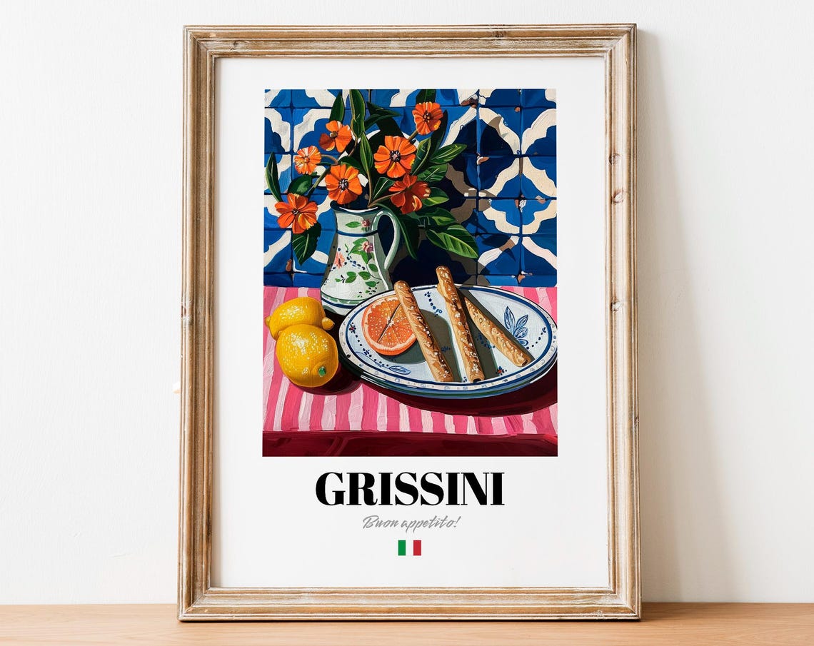 Italian Grissini Breadsticks Still Life Art Kitchen Food Wall Poster