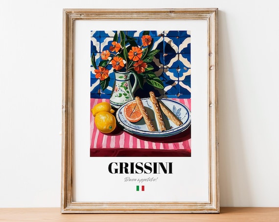 Italian Grissini Breadsticks Still Life Art Kitchen Food Wall Poster