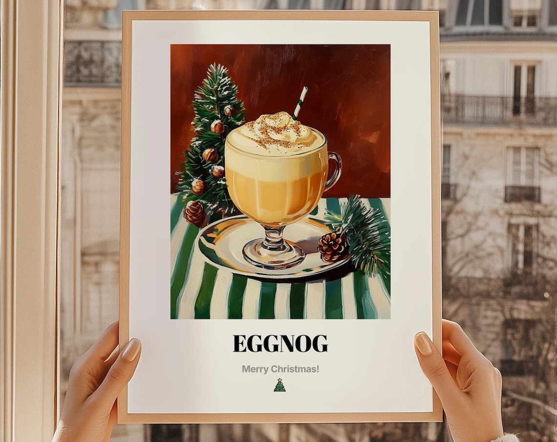 Eggnog Christmas Food Gift Oil Painting Art Print