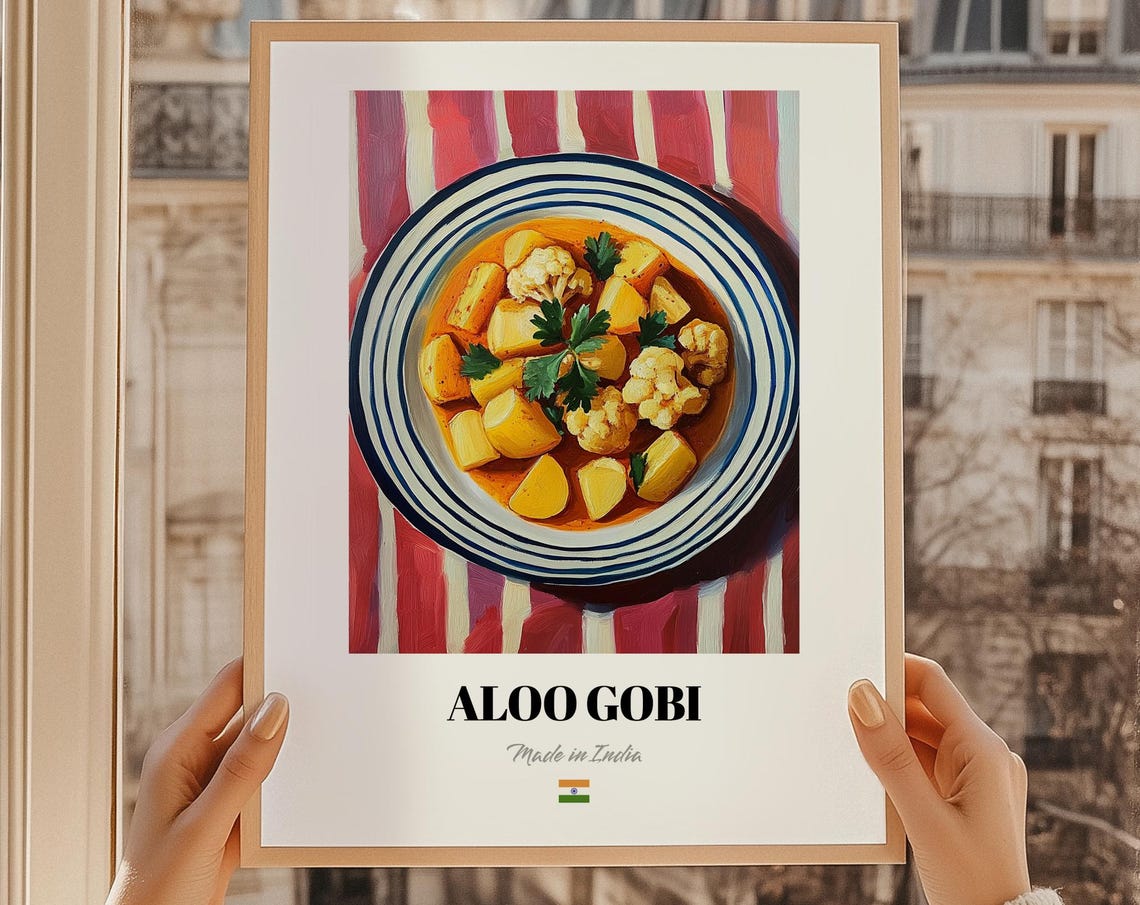 Aloo Gobi Cauliflower Potato Curry Made in India Painted Poster
