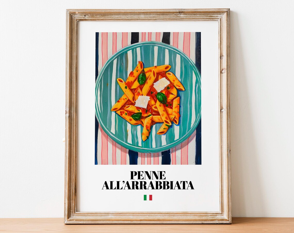 Italian Arrabbiata Pasta Art Print, Gourmet Kitchen