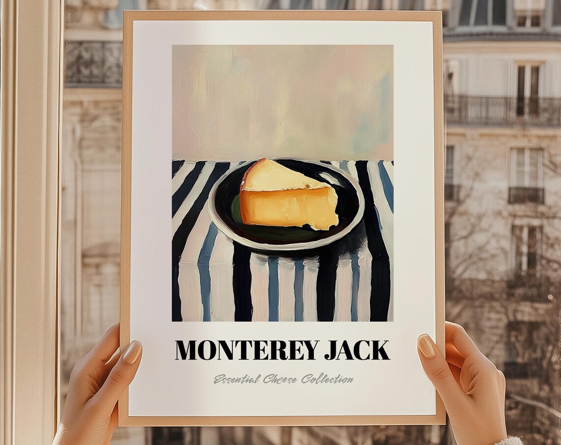 Monterey Jack Cheese Poster Pantry Decor Print Cooking Gift Restaurant Wall Kitchen Art