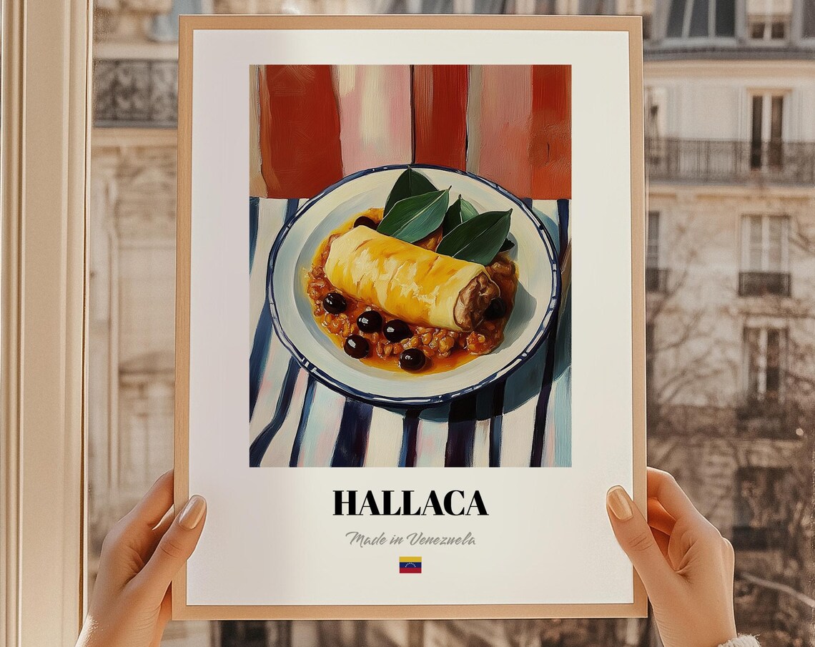 Hallaca Venezuelan Tamale Black Beans Plate Food Painting Kitchen Wall Art