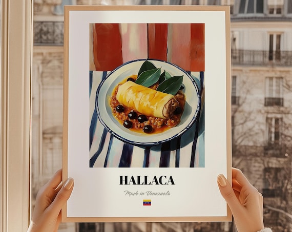 Hallaca Venezuelan Tamale Black Beans Plate Food Painting Kitchen Wall Art