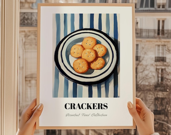 Crackers Essential Food Collection Poster Retro Kitchen Snack Time Artwork