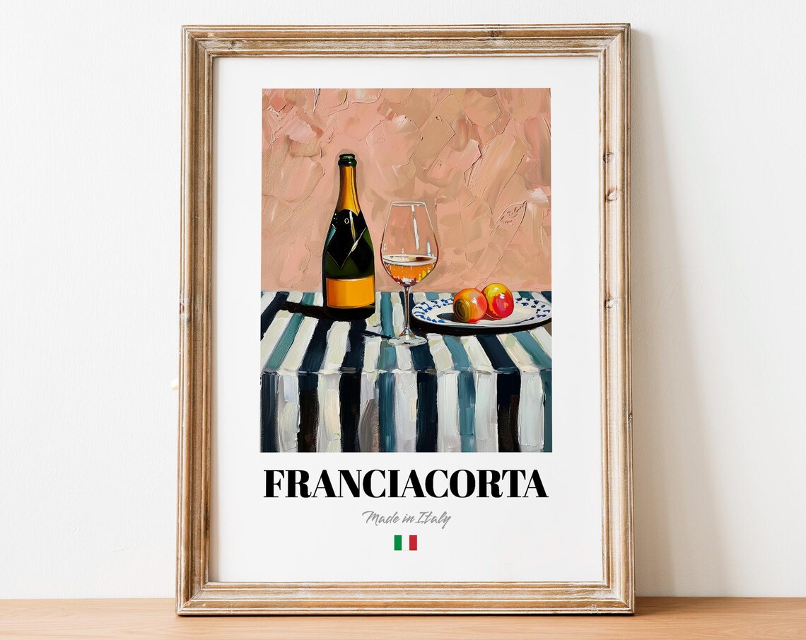 Italian Franciacorta Art Print Poster Sparkling Wine Artwork For Bars And Restaurants